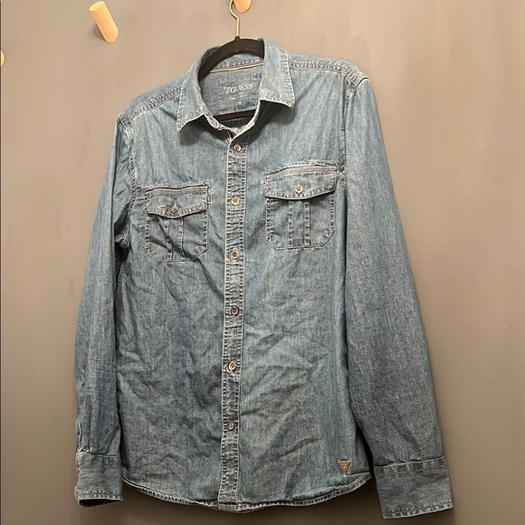 Guess Blue Long Sleeve Button Down Shirt - Picture 3 of 10